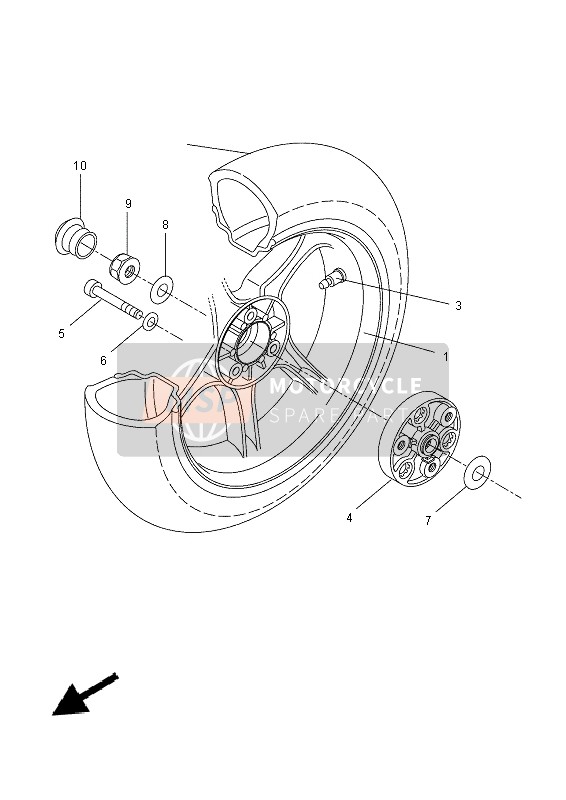 Yamaha NS50F AEOROX 4 2014 Ruota posteriore per un 2014 Yamaha NS50F AEOROX 4